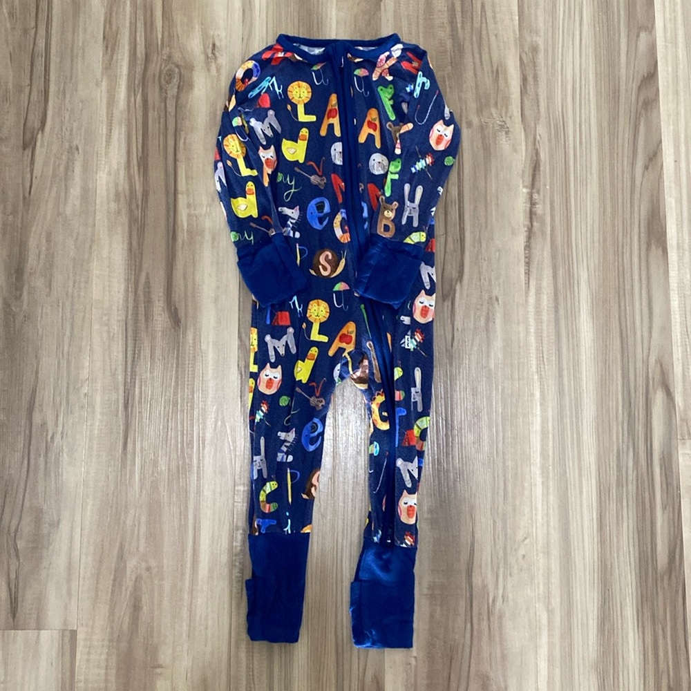 Little Sleepies Navy Alphabet Friends 6-12 month zippy